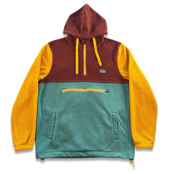 Free Nature Multicolor Logo Color Block Pocketed Drawstring Waist Hoodie Men's S - Picture 1 of 9